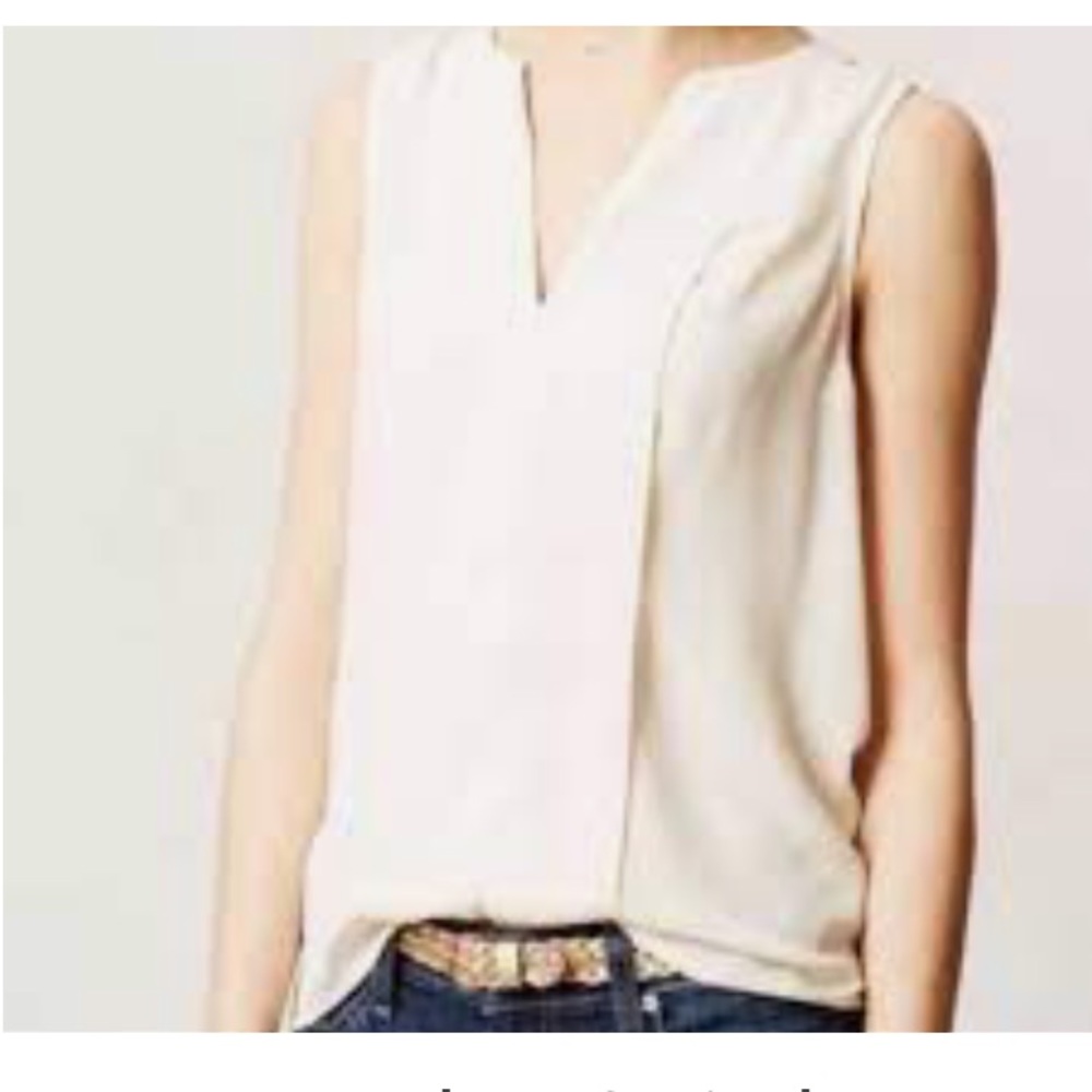 Maeve Switch Neck Tank, Ivory Top, Size 6